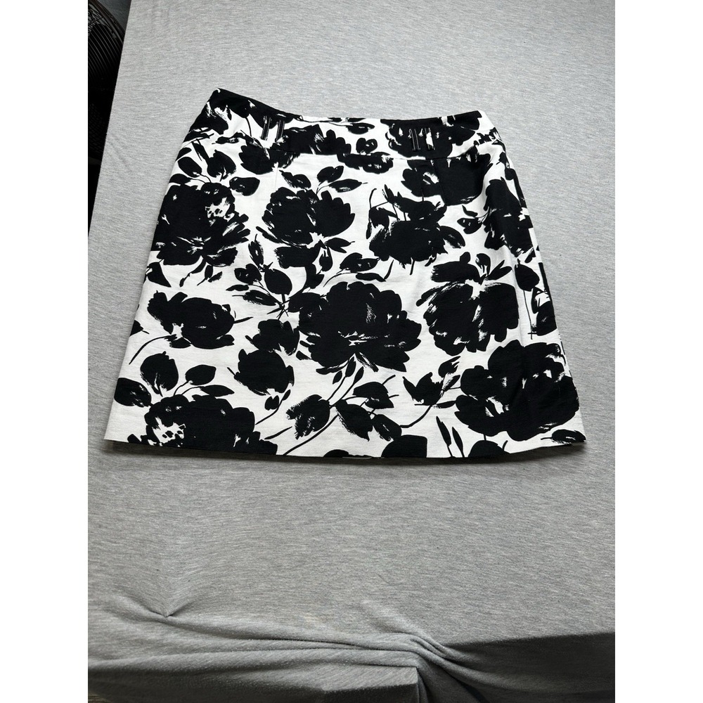 ANTONIO MELANI Black and White Floral Pencil Skirt